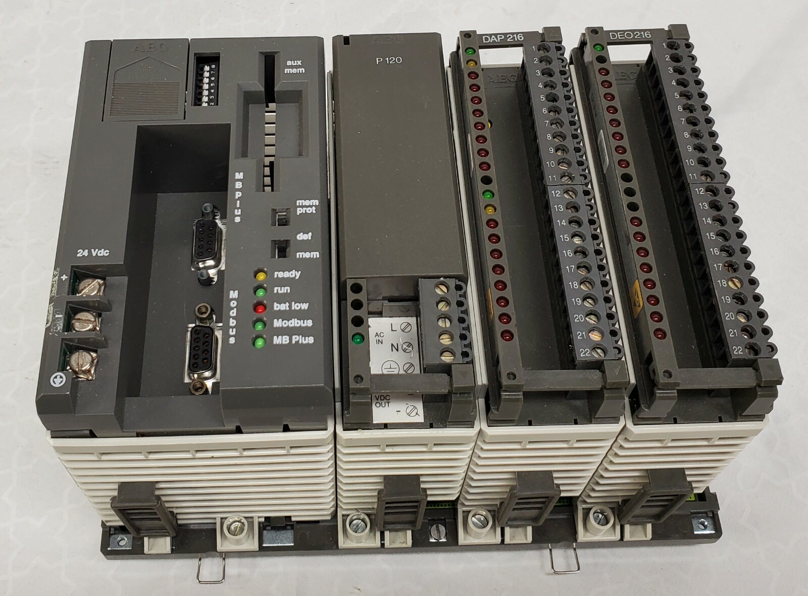 AEG Modicon -PC-A984-145 CPU Module / P120 / DAP216 / DEO216 - Un-Tested - READ