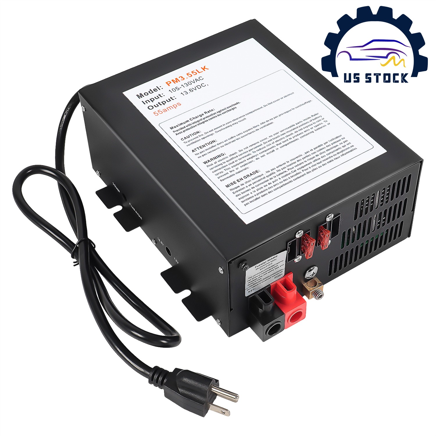 55 Amp Power Supply Converter Charger 110 Volt AC to 12 Volt DC For RV PM3-55LK