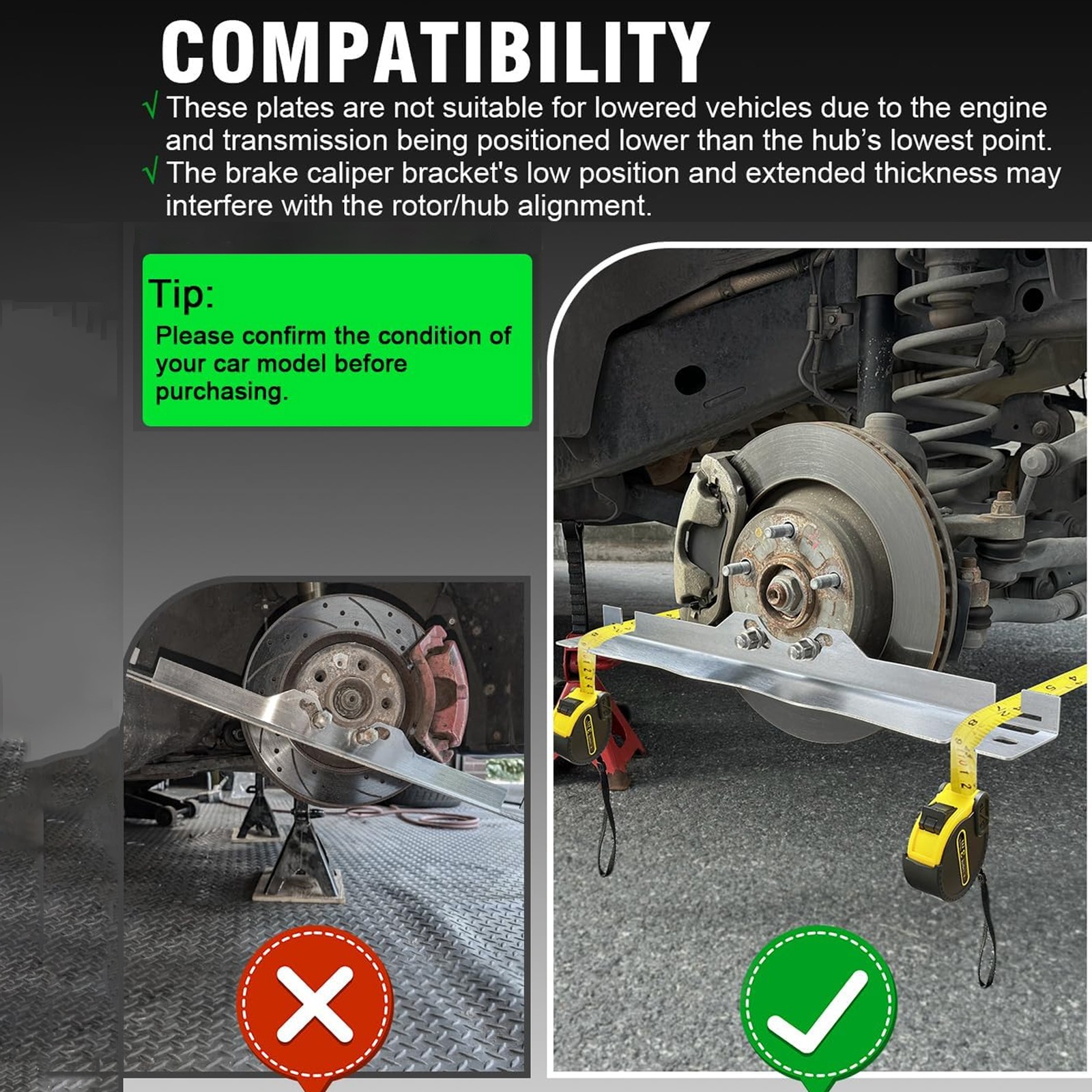 Toe Alignment Tool Plates With 2 Tape Measures, Car Wheel Alignment Gauge Set US