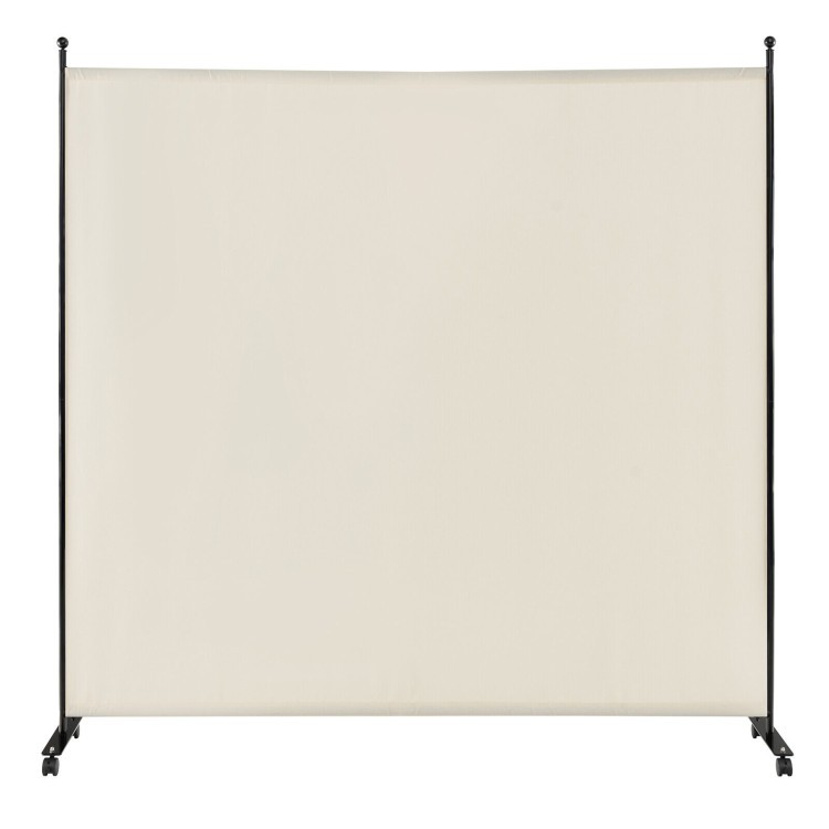 6 ft Single Panel Rolling Room Divider with Lockable Wheels