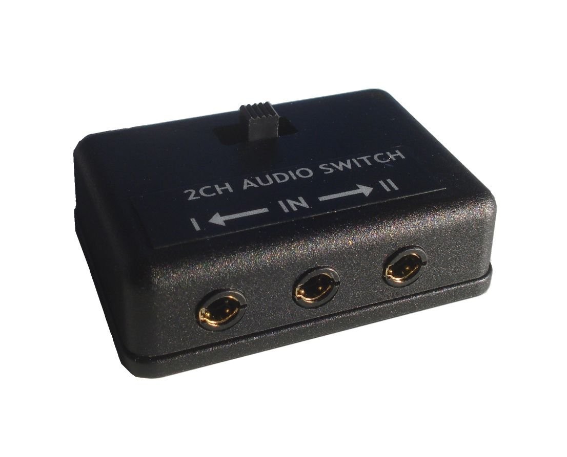 Audio switch box two channel AB A B stereo on off headphone switcher 1/8" 3.5...