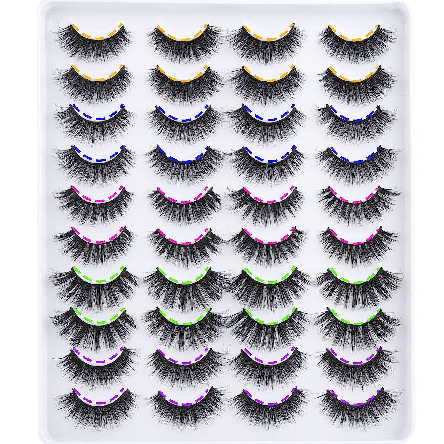 13-16mm 20 Pairs 5 Styles Fluffy Natural Faux Eyelashes Fits Women Girl Lady