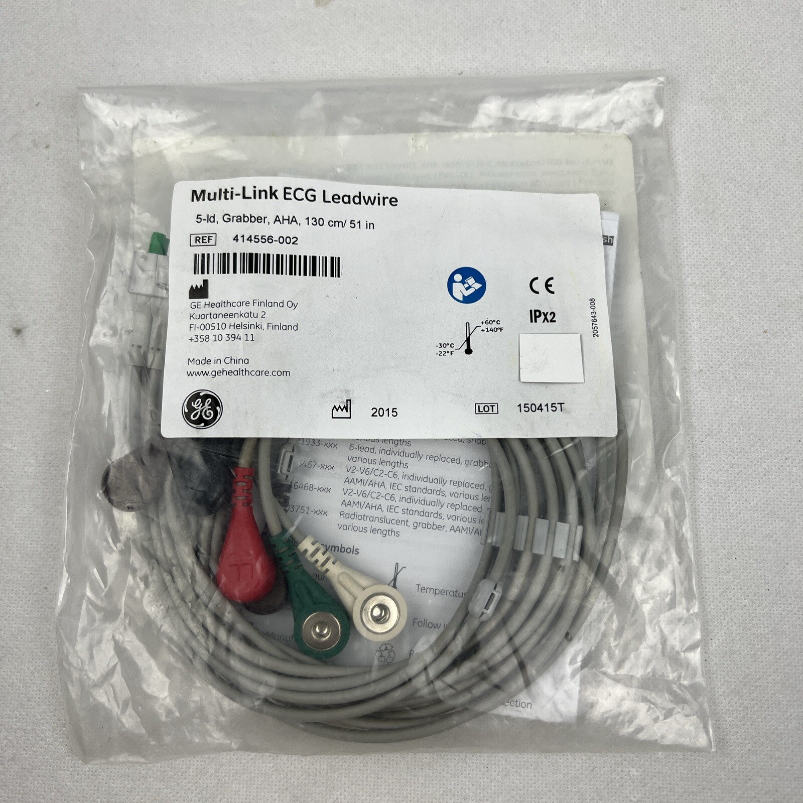 GE 414556-002 ECG Multi-Link Leadwire Set Grabber AHA 51" NEW