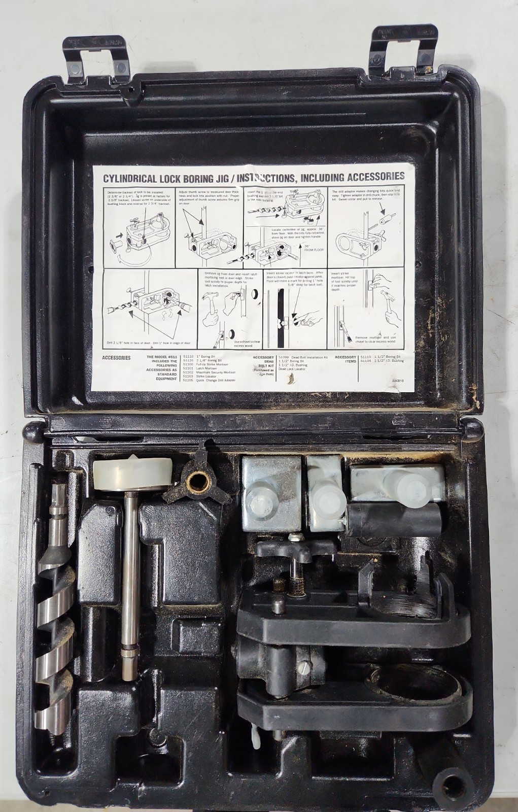 Porter Cable Cylindrical Lock Boring Jig With Accessories Model 511 & Case