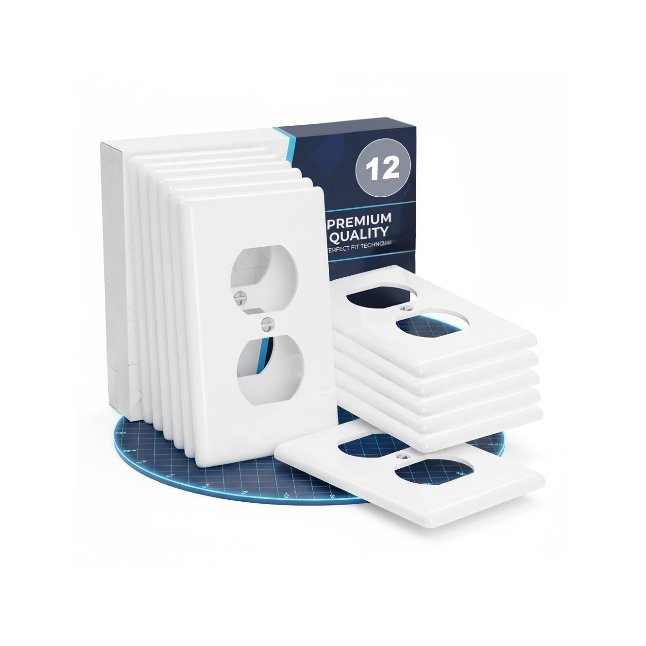 Duplex Receptacle Outlet Wall Plate, 4.5" x 2.75"/Standard Size, 12 Pack, White,