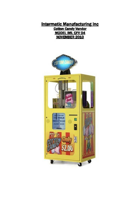 Cotton Candy Vendor Operation/Service/Repair Manual Intermatic Manufacturing TB