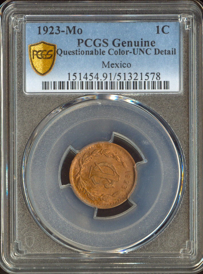 1923-Mo Mexico 1 Centavos PCGS UNC Details Quality