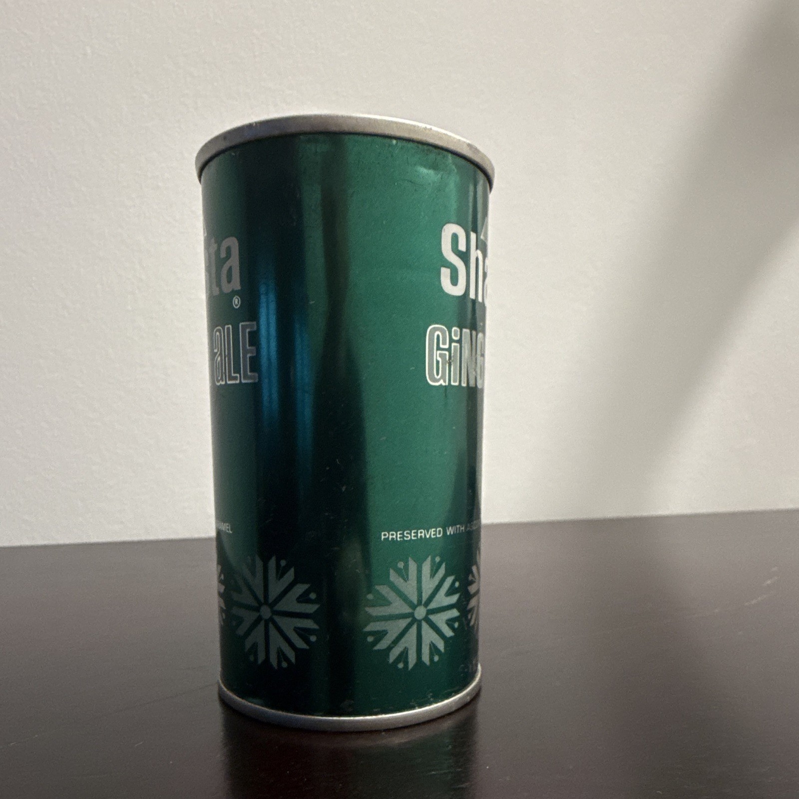 Shasta Ginger Ale 12 fl oz Soda Can Steel Pull Tab Green Silver