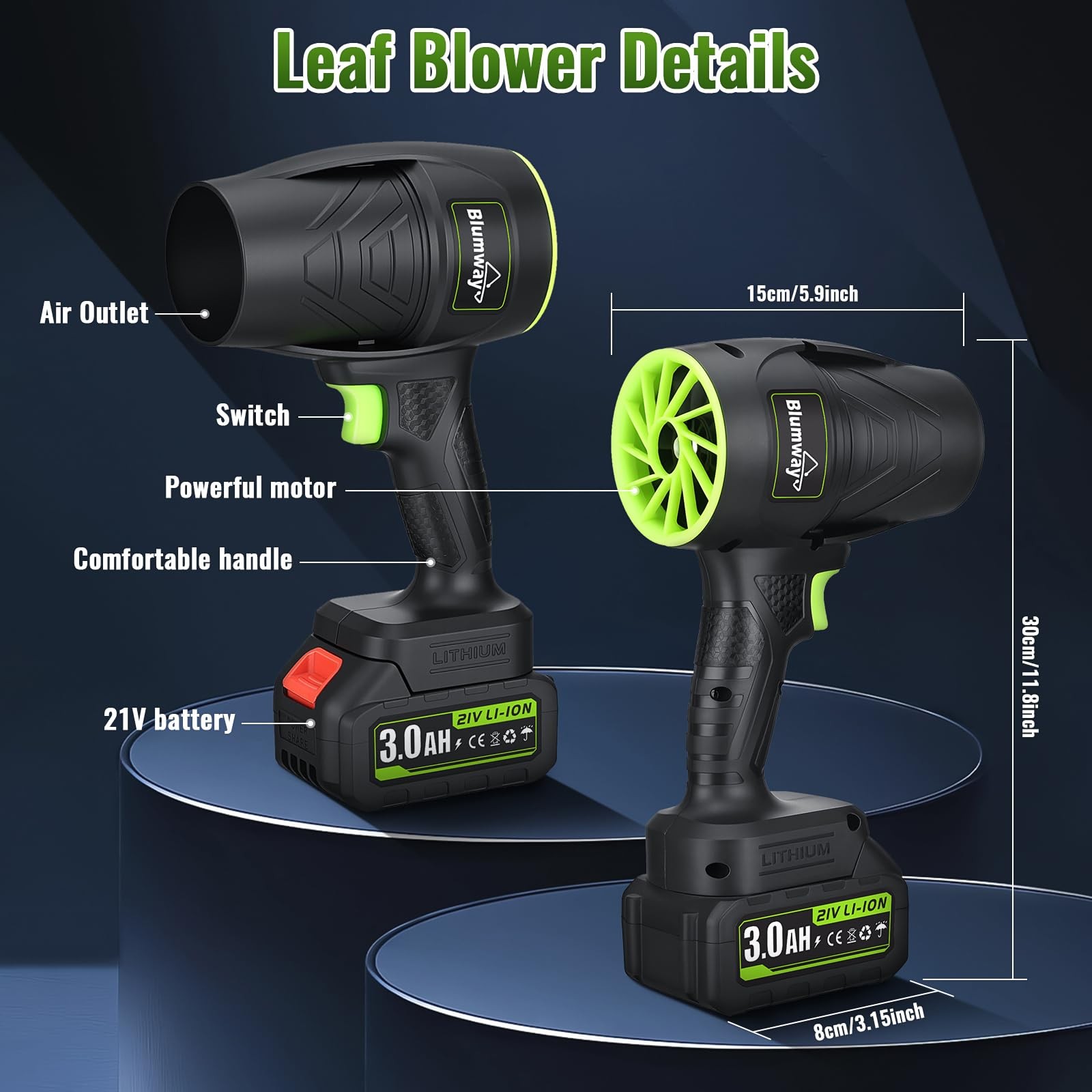 Leaf Blower Cordless with Battery, Handheld Leaf Blower, Cordless Leaf Blower...