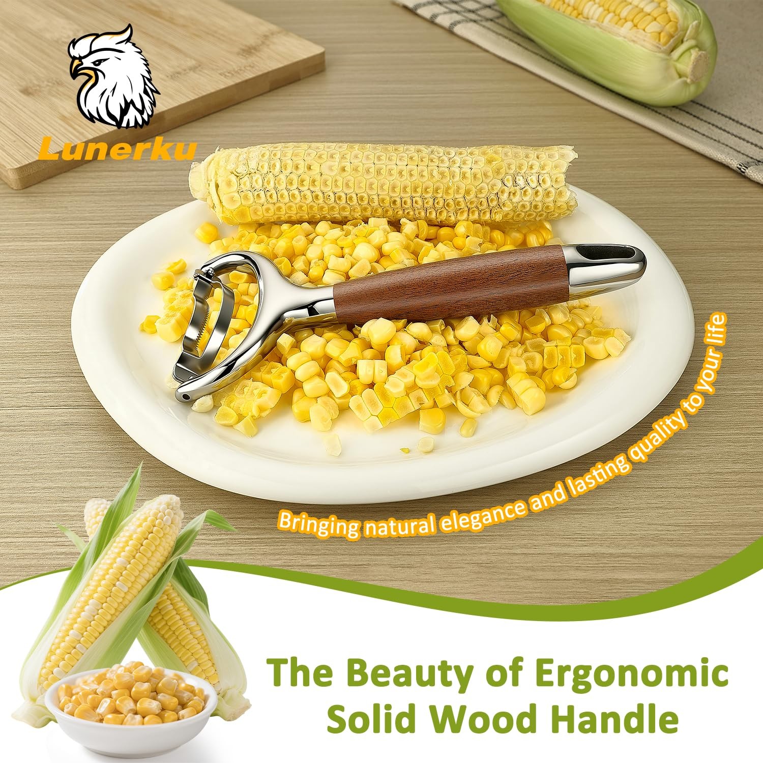 Stainless Steel Corn Peeler, Durable Corn on the Cob Stripper Tool with Solid...