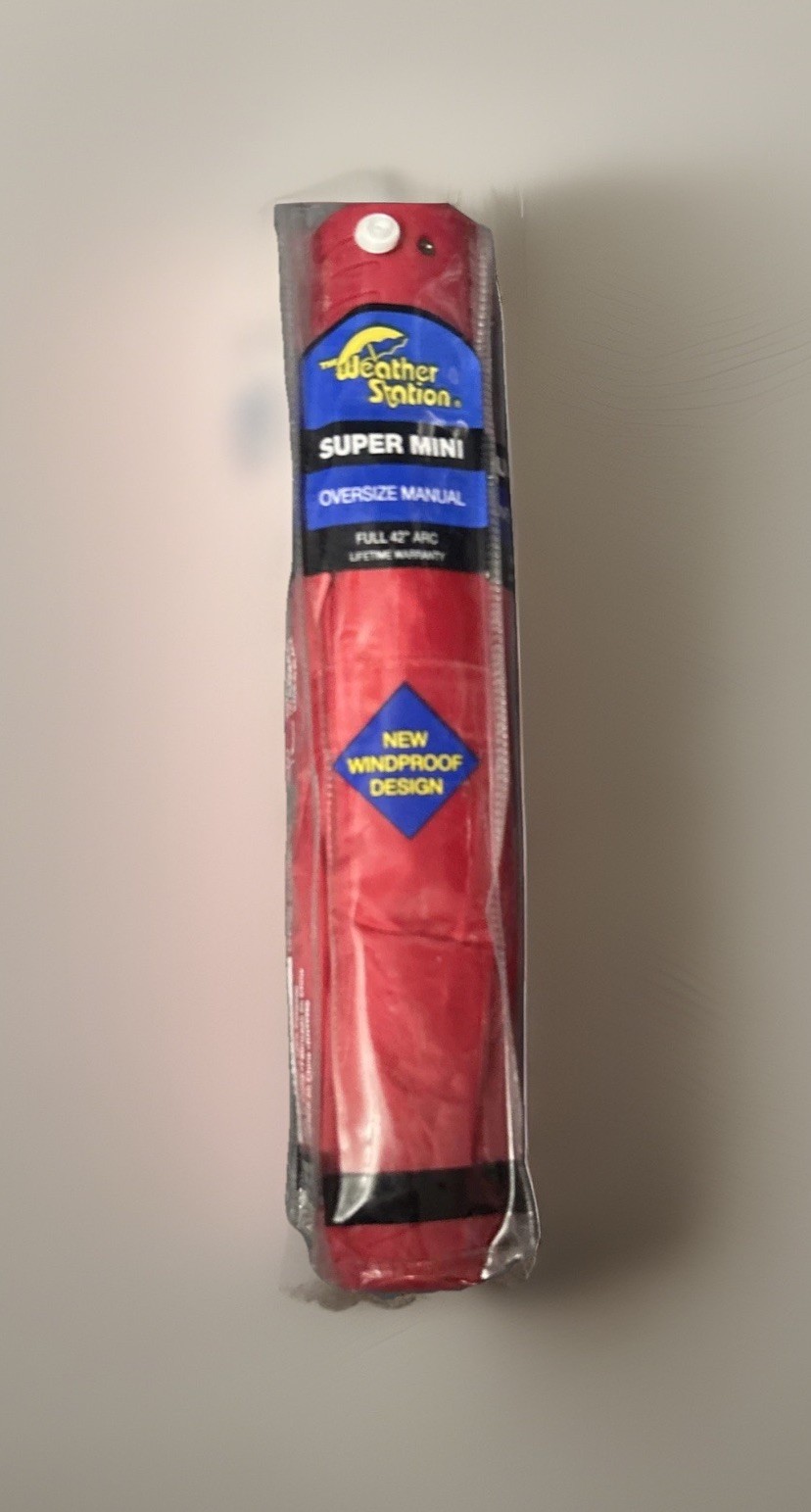 Manual “Super Mini” Windproof Umbrella-Red with Full 42" Arc