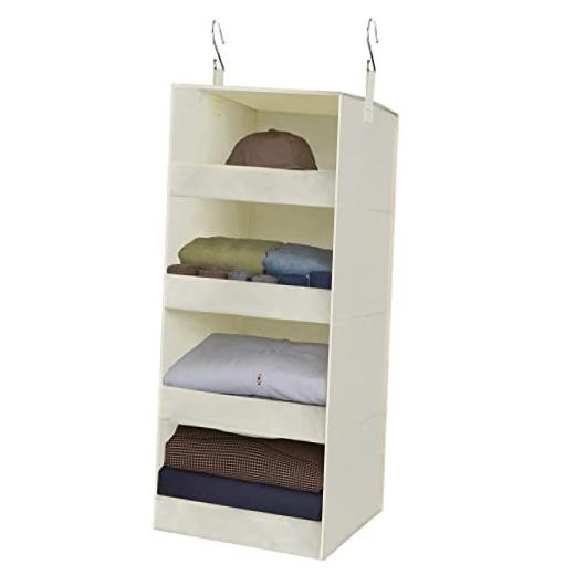 4-Shelf Closet Hanging Shelves, Hanging Organizer, 4 Shelf Beige - 1 Pack