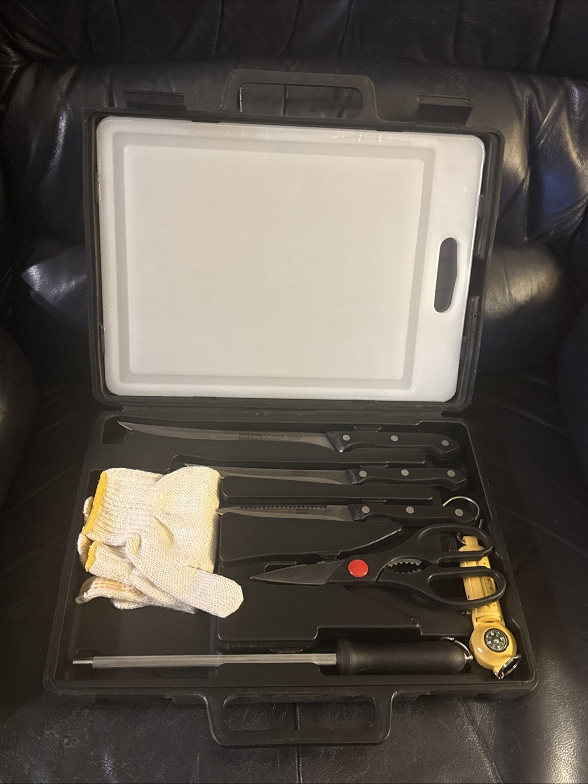 Gone Fishing 7 Piece Fisherman's Fillet Knife Set W Board & Case New Other