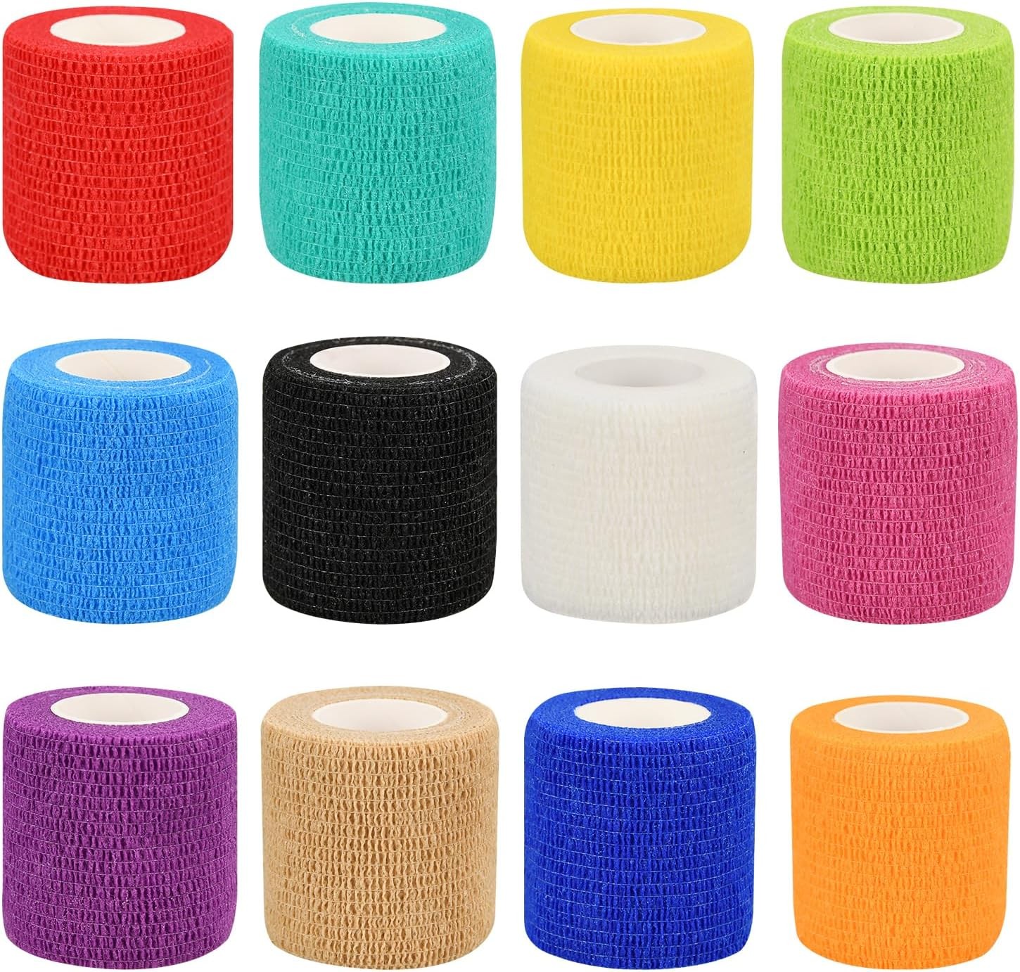 12pcs 2in Self Adhesive Bandage Wraps, 5 Yards, Vet Wraps for Sports, Wrist,