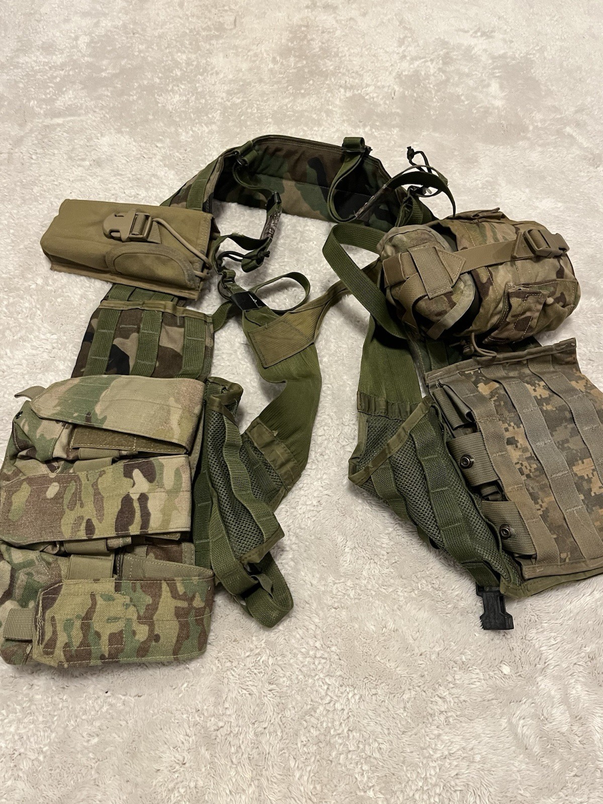 Tactical Vest Load Carrying Pouch Green Camouflage Holster, Canteen, Magazine