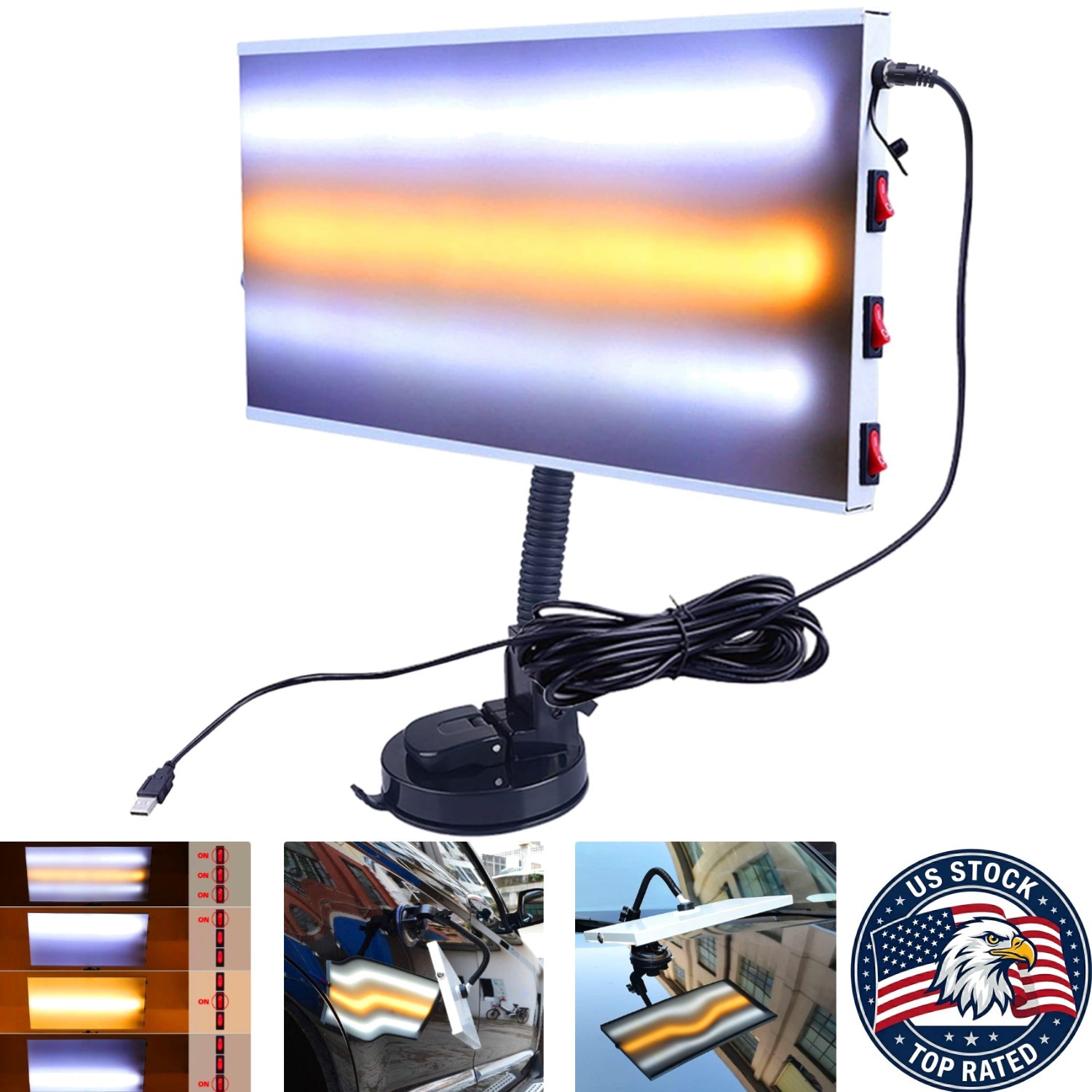 Professional Paintless Dent Repair Tools - LED Board With 3 Modes and Brightness