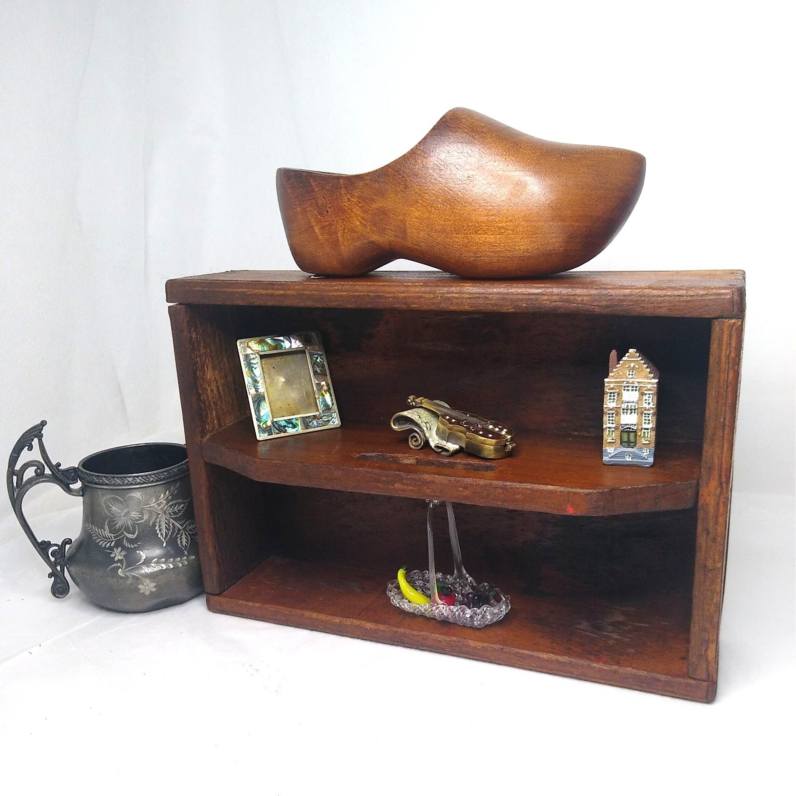 Vintage Wooden Caddy Rustic Tool Tote Farmhouse Cutlery Box Display Shelf
