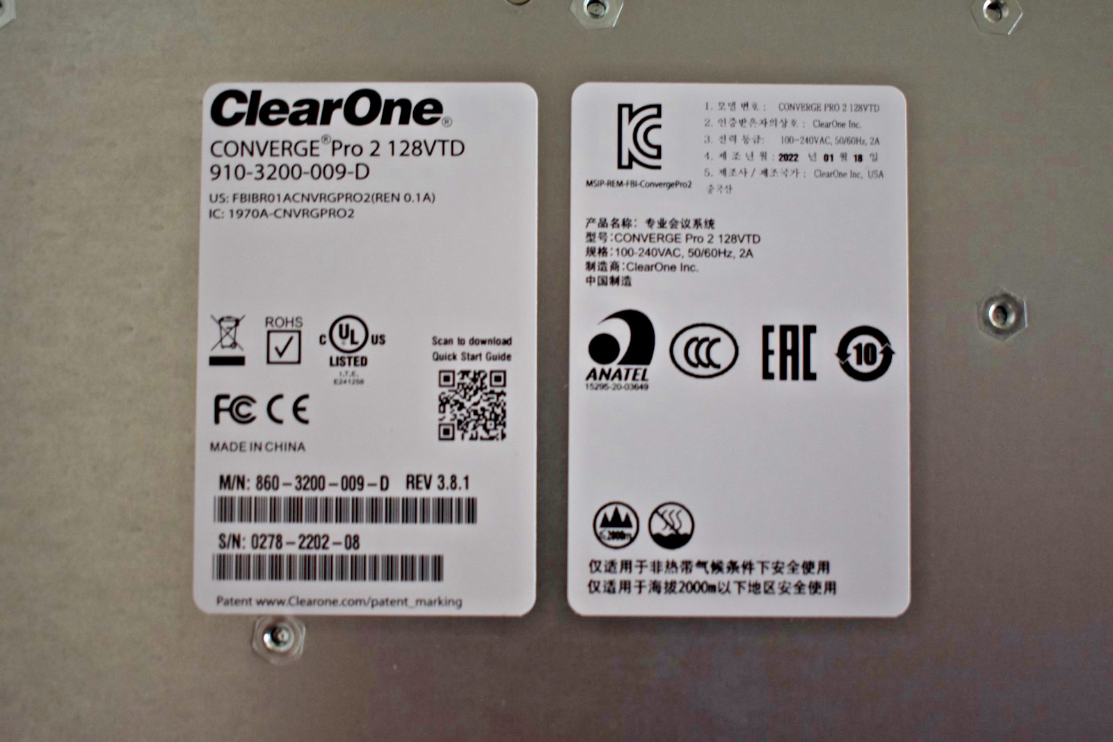 ClearOne 910-3200-009-D CONVERGE Pro 2 128VTD - UNTESTED, Powers on, USED, READ