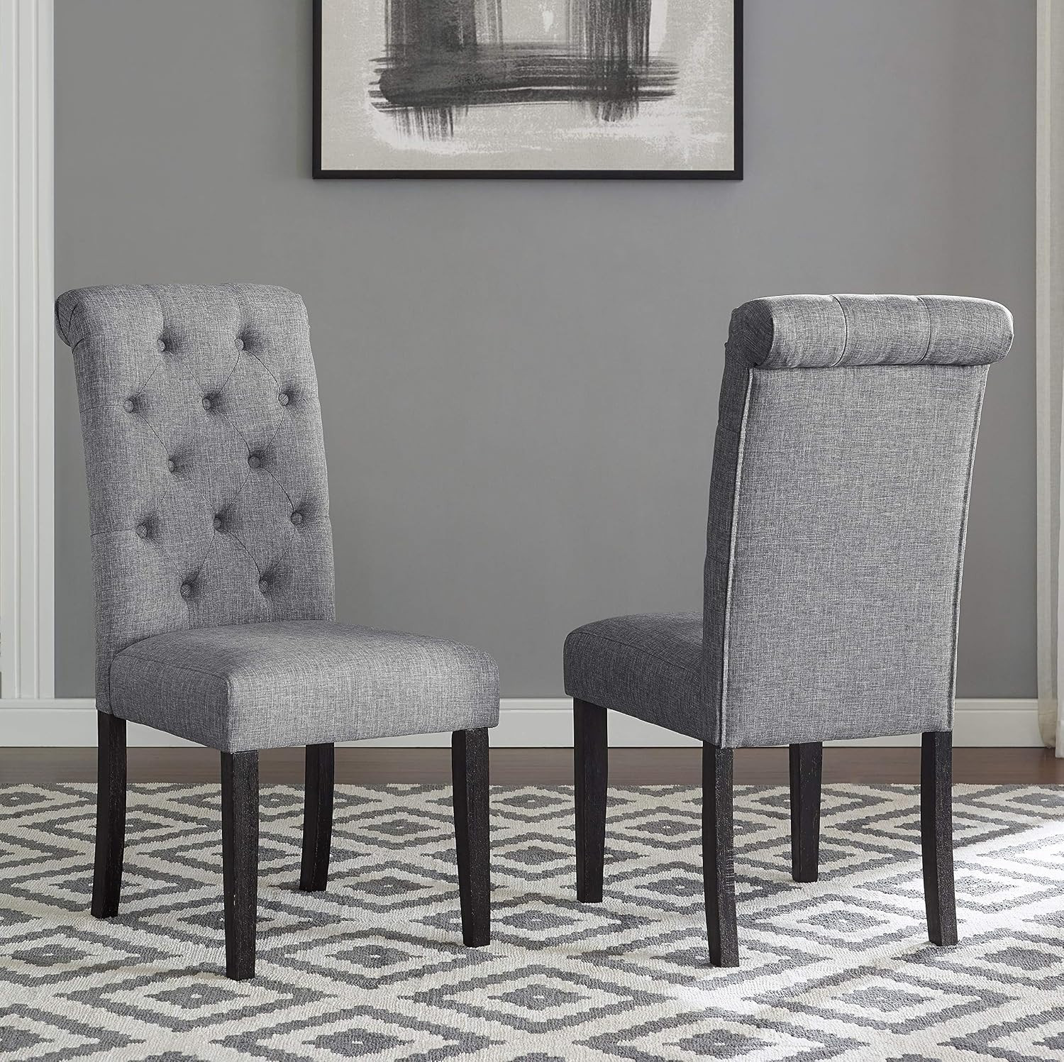 Leviton Wood Dining Set, Table with 4 Chairs, Gray