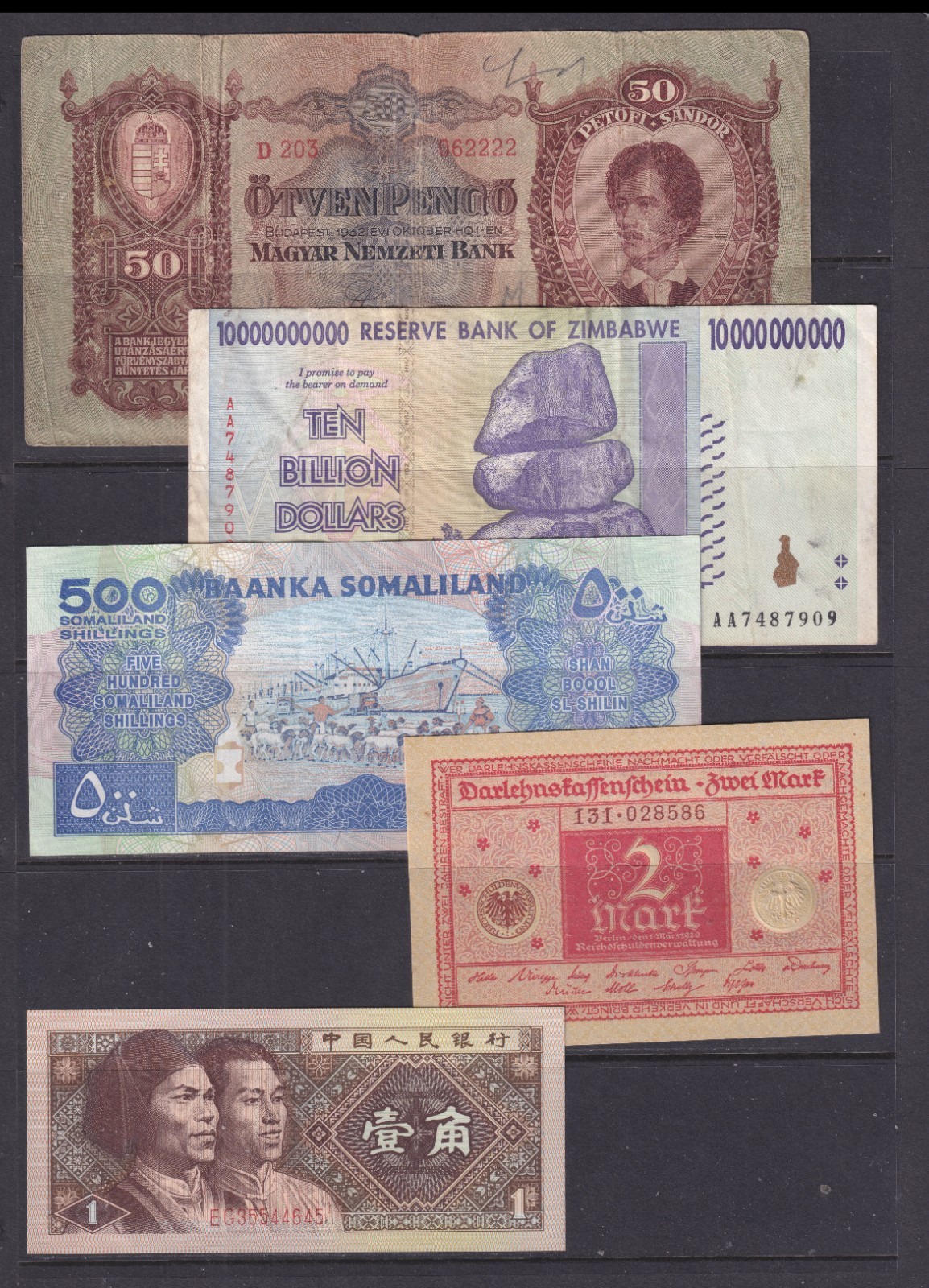 5 Worldwide Uncirculated to Circulated Banknotes - Countries as Shown (719)