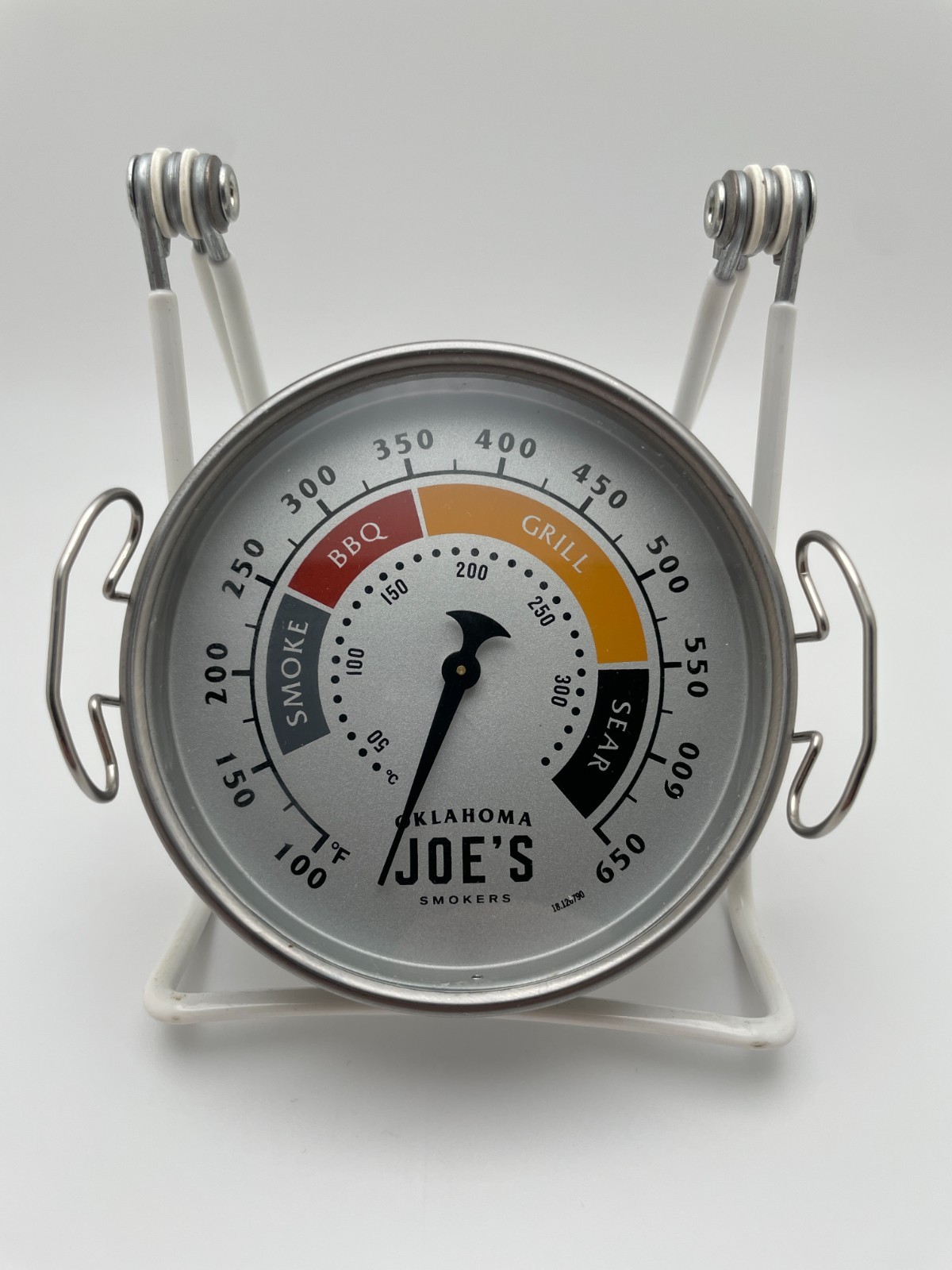 VINTAGE NEW 3-1/2" OKLAHOMA JOE'S SMOKERS GRILL THERMOMETER W/HANDLE HEAVY DUTY