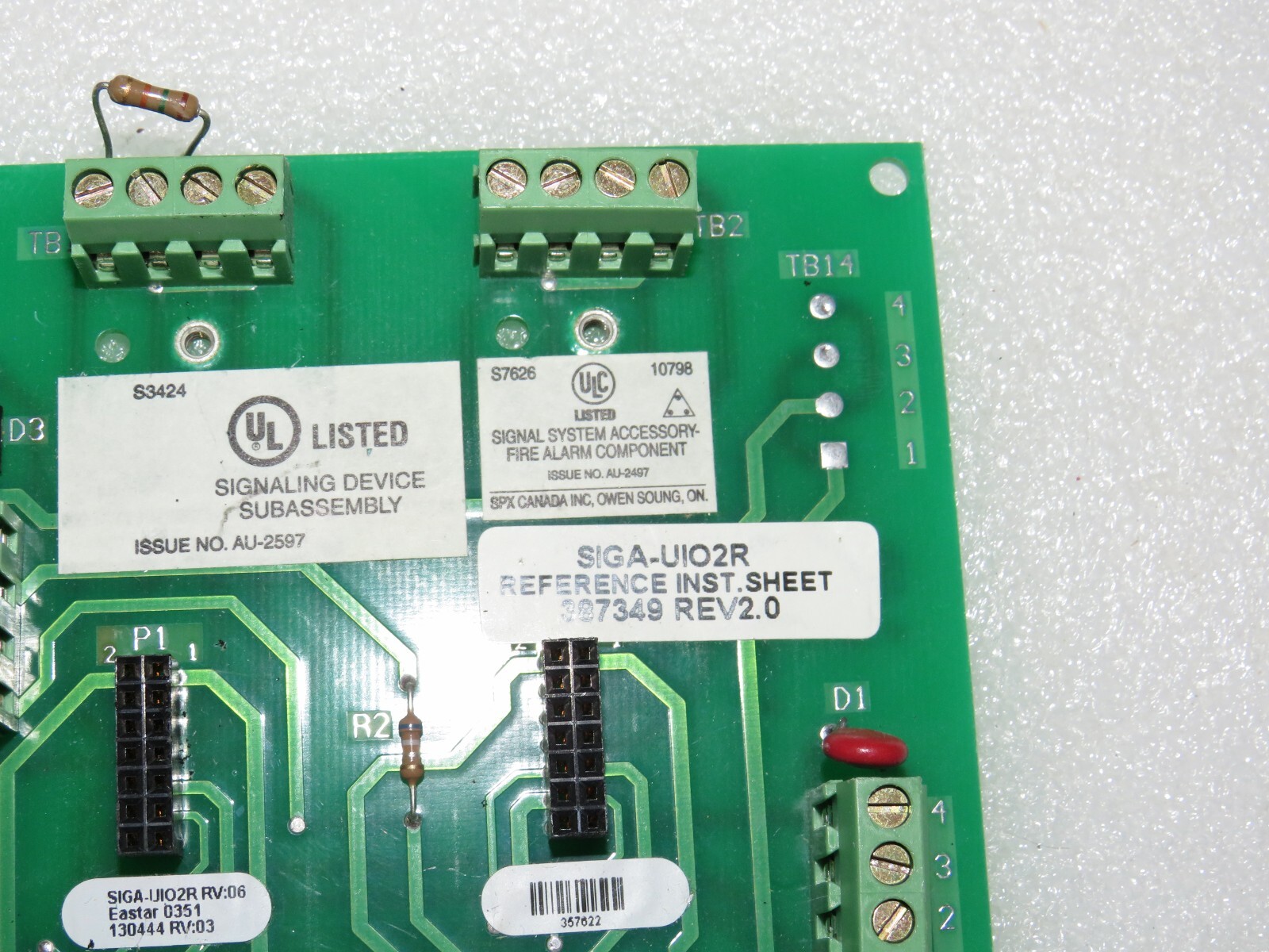 EST SIGA-UIO2R INPUT OUTPUT FIRE ALARM CARD