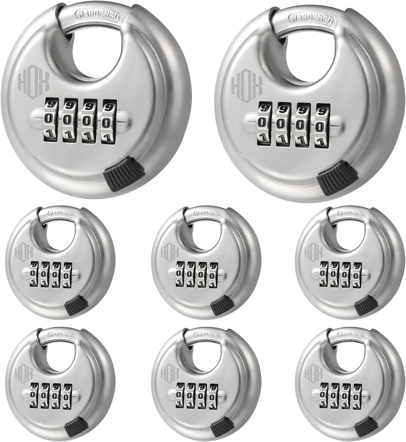 HOX Combination Lock, 4 Digit Disc Padlock with 3/8’ (Set of 8)
