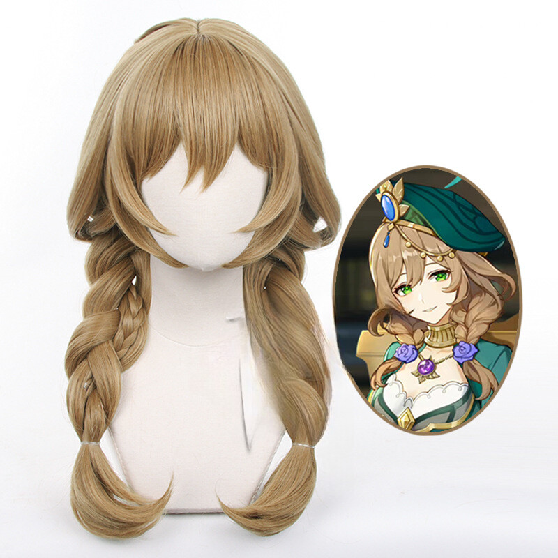 Genshin Impact Lisa Cosplay Wig Hair Carnival Halloween Party Props 60cm Brown