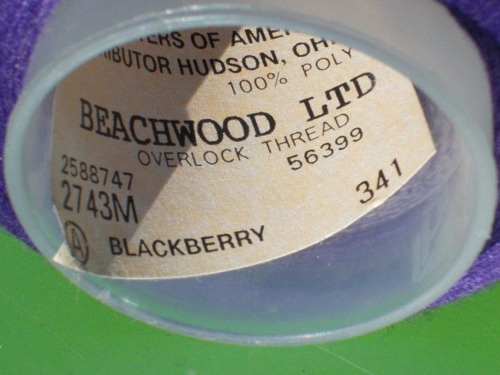 OVERLOCK THREAD SPOOL 100% SPUN POLYESTER 3000 YDS PRICED SEW RIGHT BLACKBERRY