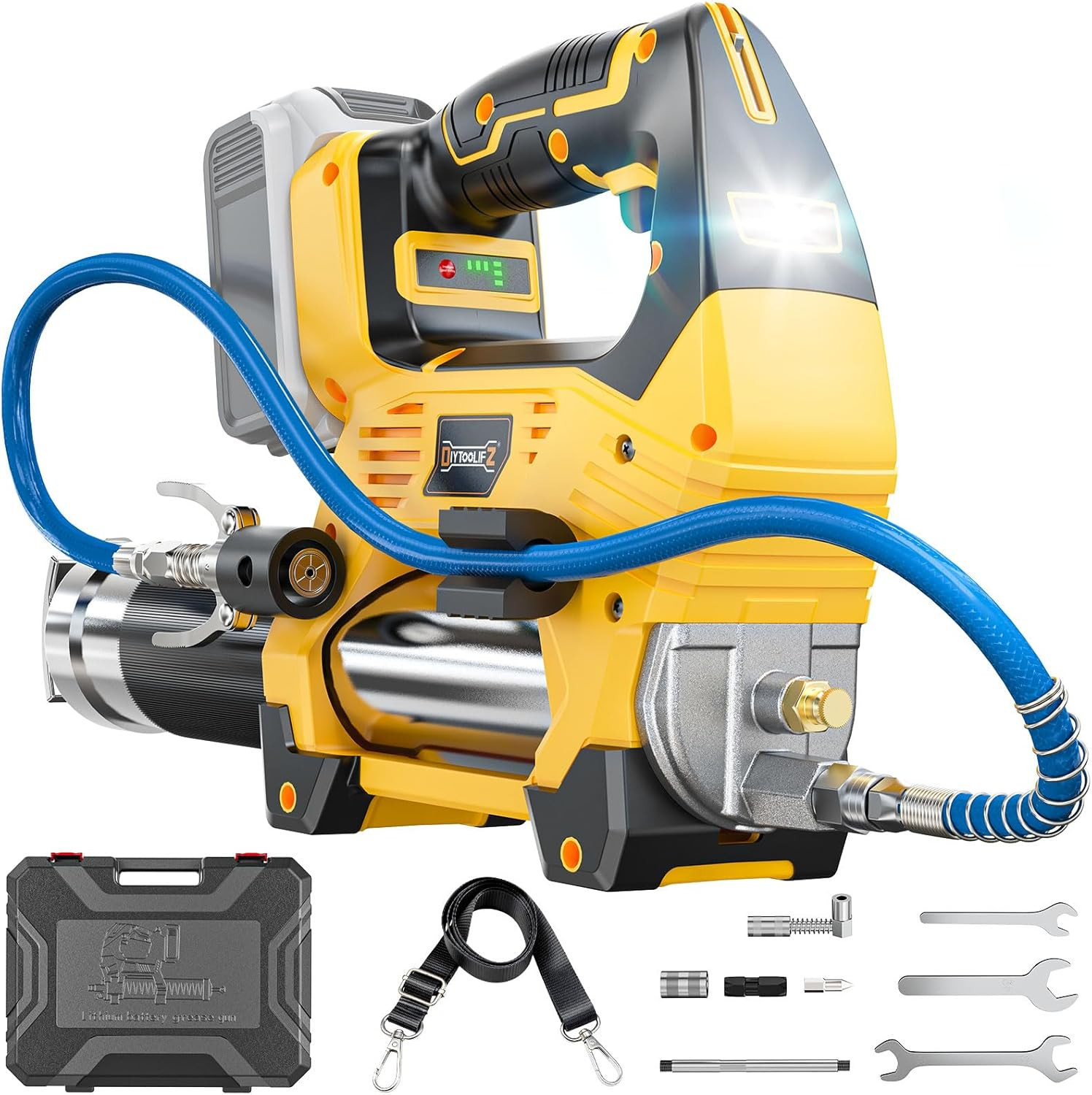 Cordless Grease Gun Compatible with Dewalt 20V Battery, 12000PSI High Pressure,