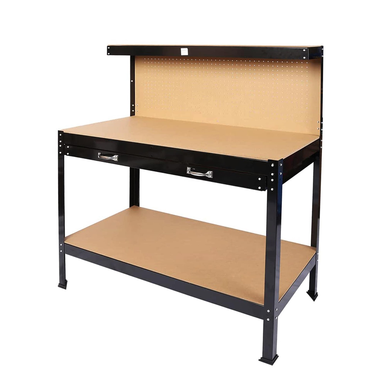 63" Tools Cabinet Working Tables Tool Storage Workshop Drawers and Pegboard