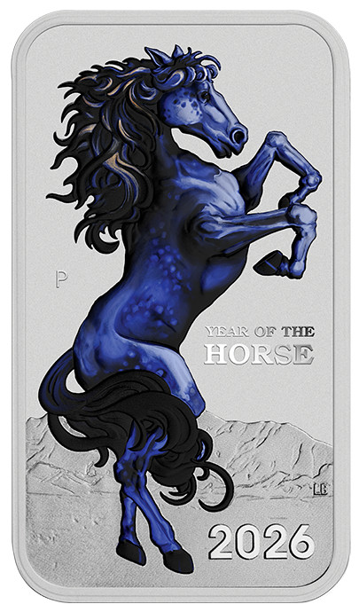2026 Australia Lunar Horse BU Colorized Rectangular 1 oz Silver Coin in Card