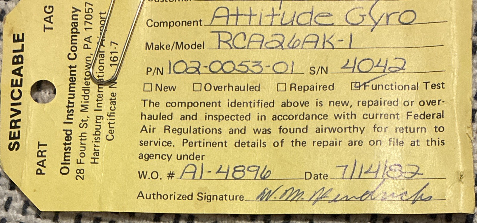 RC Allen Electric Attitude Indicator, RCA26AK-1