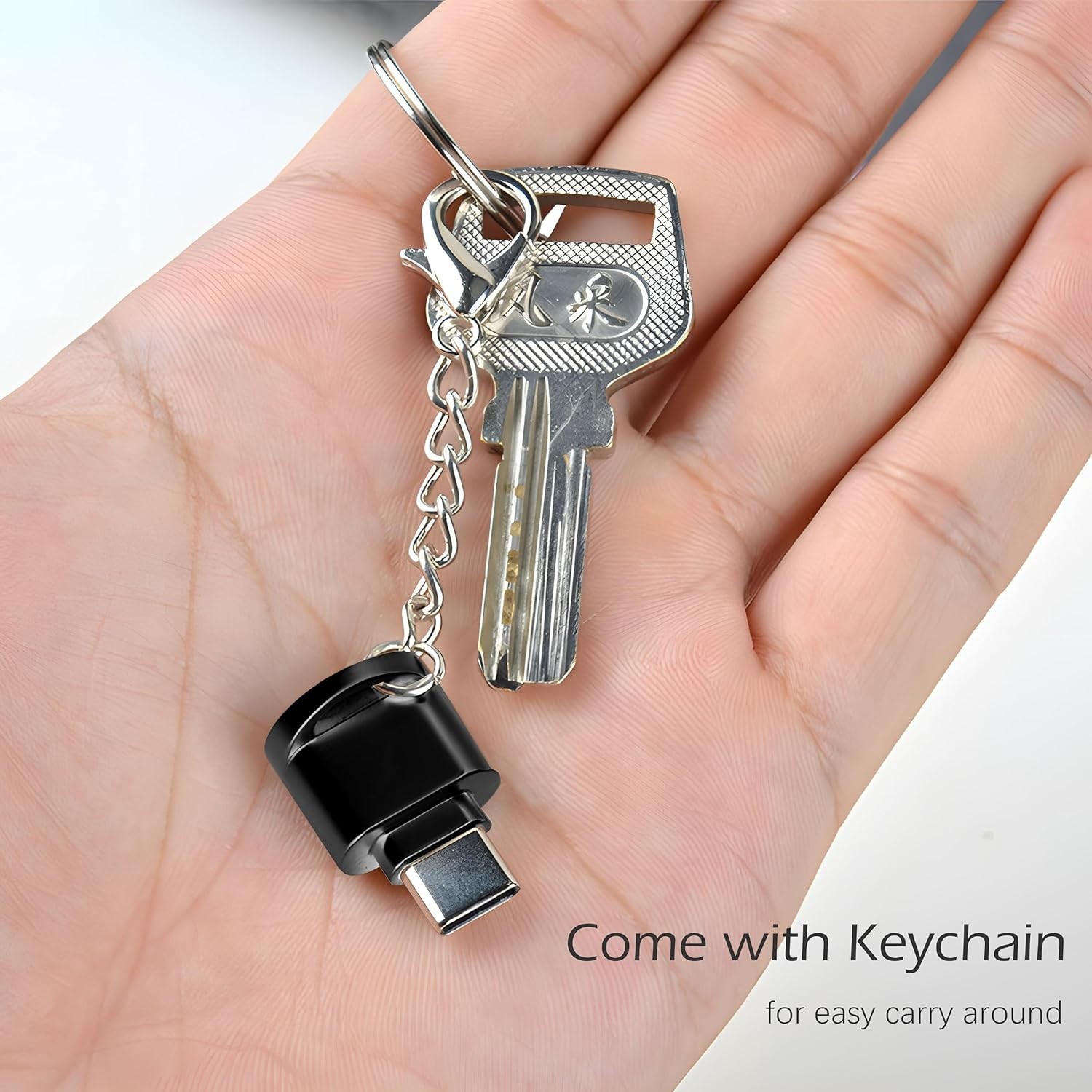 Ultra-Compact USB-C Micro SD Card Reader with Keychain - 480 Mbps Fast Transfer