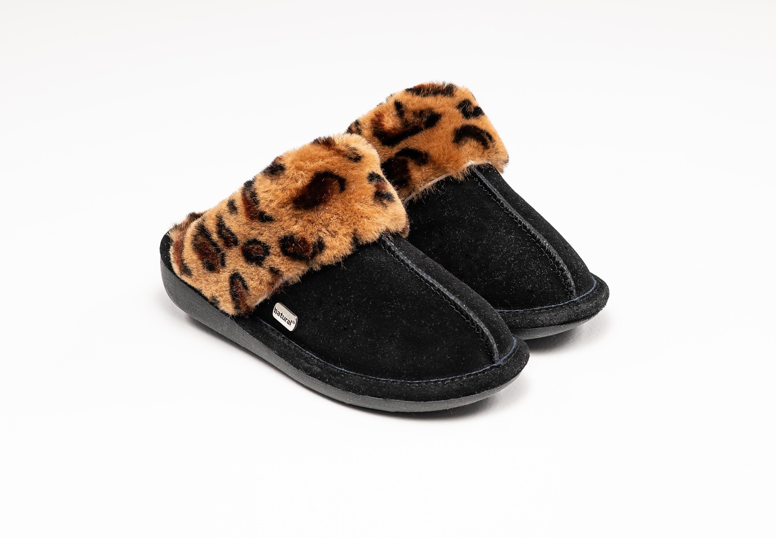 Natural Suede Women Slippers | Leopard/black |7