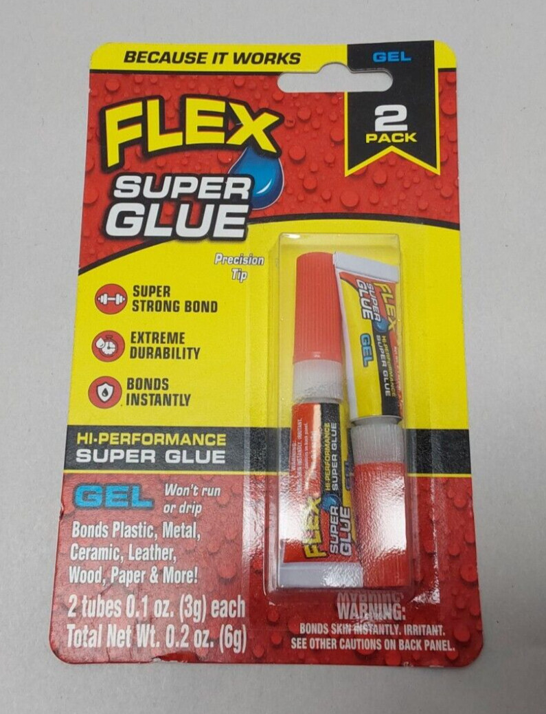 Flex Seal Liquid Flex Super Glue High Strength Glue GEL _2 Pack 3G Tubes, NEW