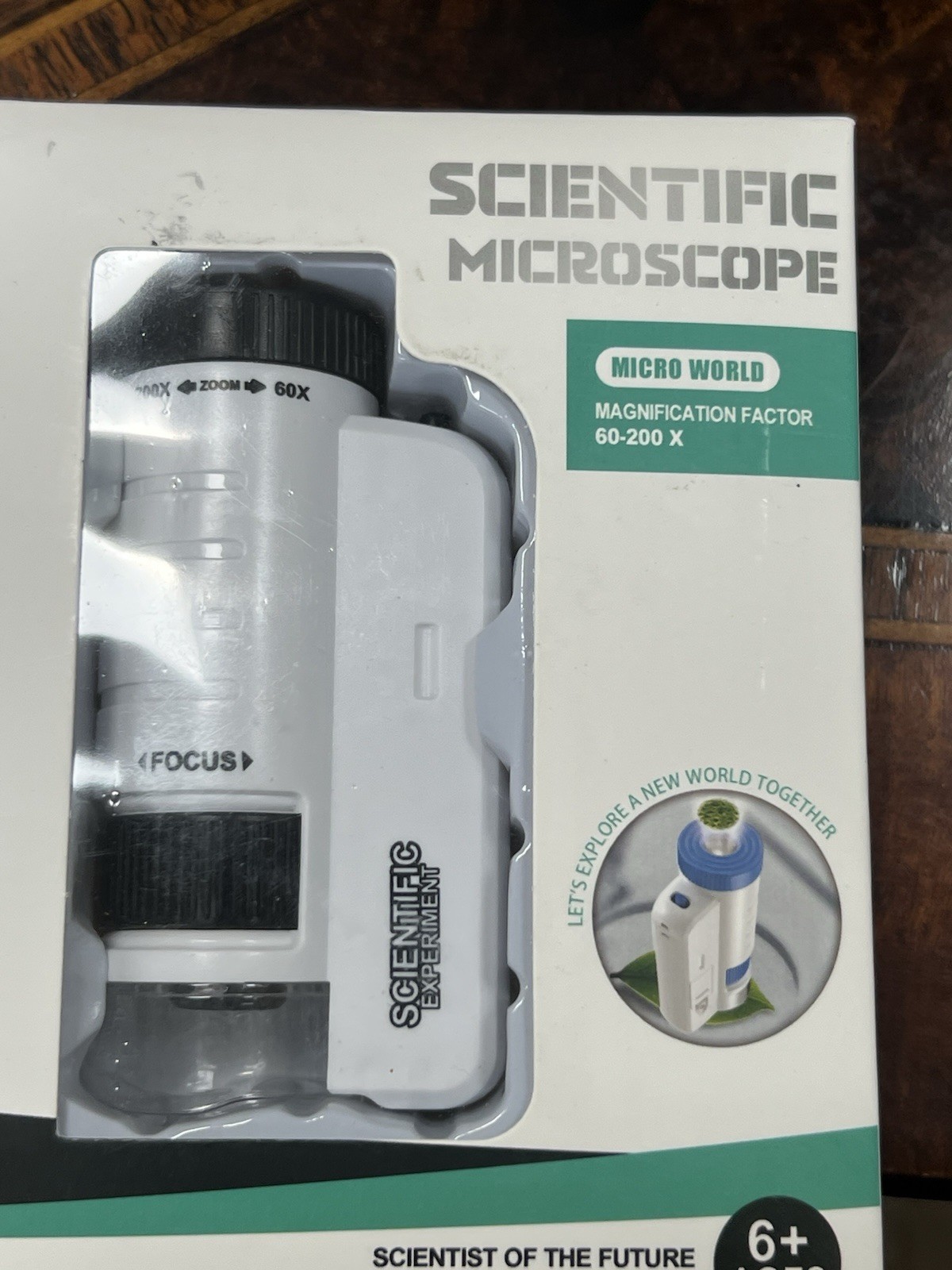 Scientific Experiment Micro World Handheld Microscope 60-200X w/ Focus, 6+