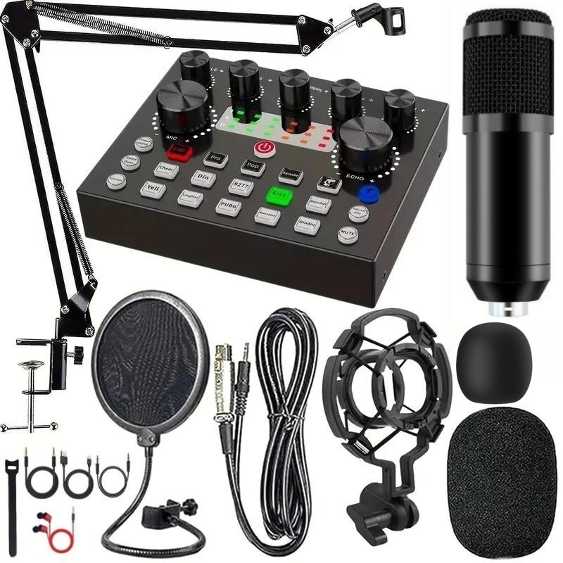Complete Home Studio Recording Kit Mixer Condenser Microphone Set
