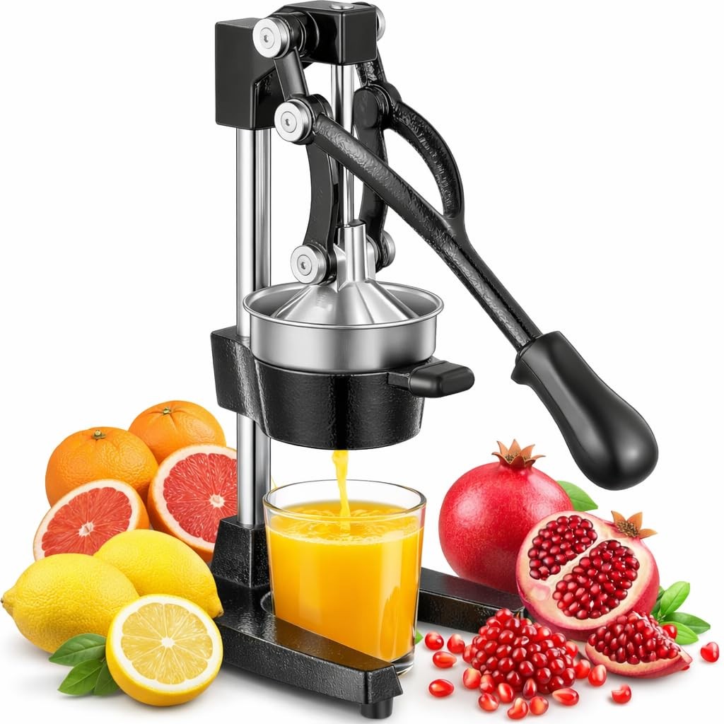 Cast Iron Juicer, Cast Iron Juicer Hand Press Heavy Duty, Peel-Free Juicing, ...