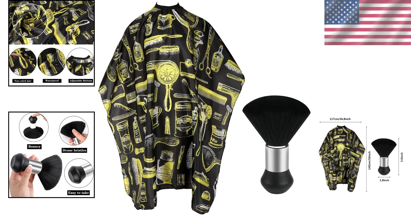 Versatile Hair Cutting Cape & Neck Duster Set – Soft Nylon, Full Body Coverage