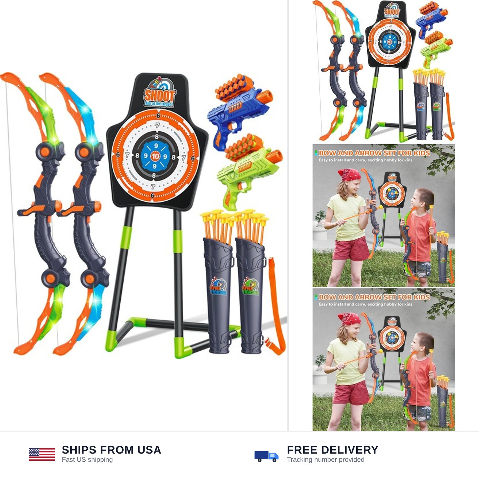 GMAOPHY 2 Pack Bow and Arrow Toy for 5 6 7 8 9 10 11 12 Year Old Boys, Birthd...
