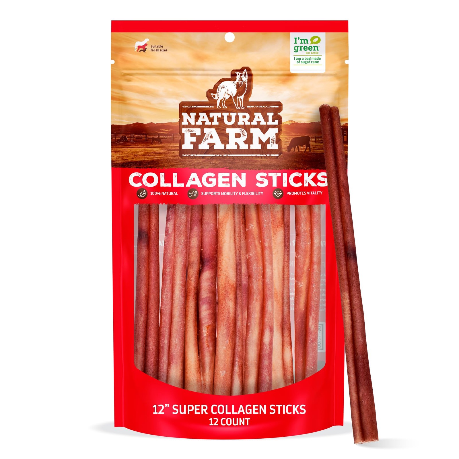 Natural Farm Odor-Free Super Collagen Dog Chews 12 Count (Pack of 1)