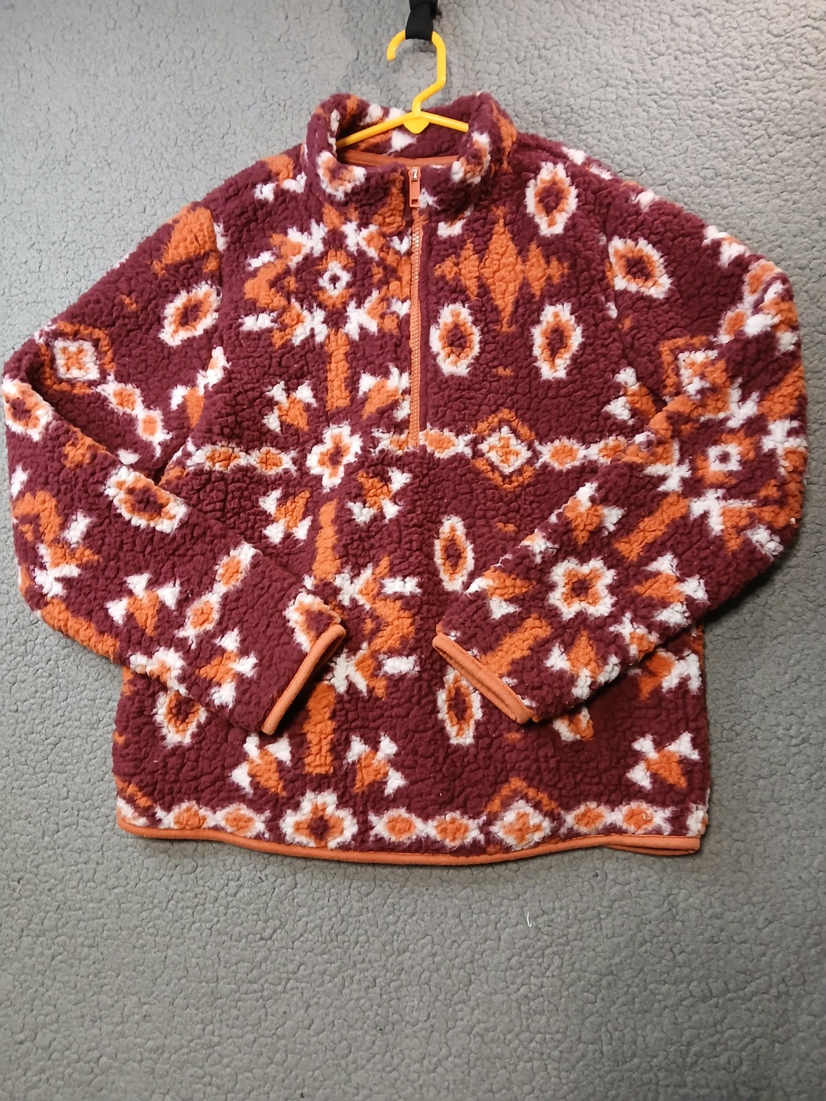 Wrangler Girls Southwest Quarter Zip Up Sherpa XL Red Yellow Pink