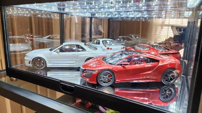 Car Display Case Acrylic LED Light 1/18 Matchbox Model 1/24 Diecast Rack Cabinet