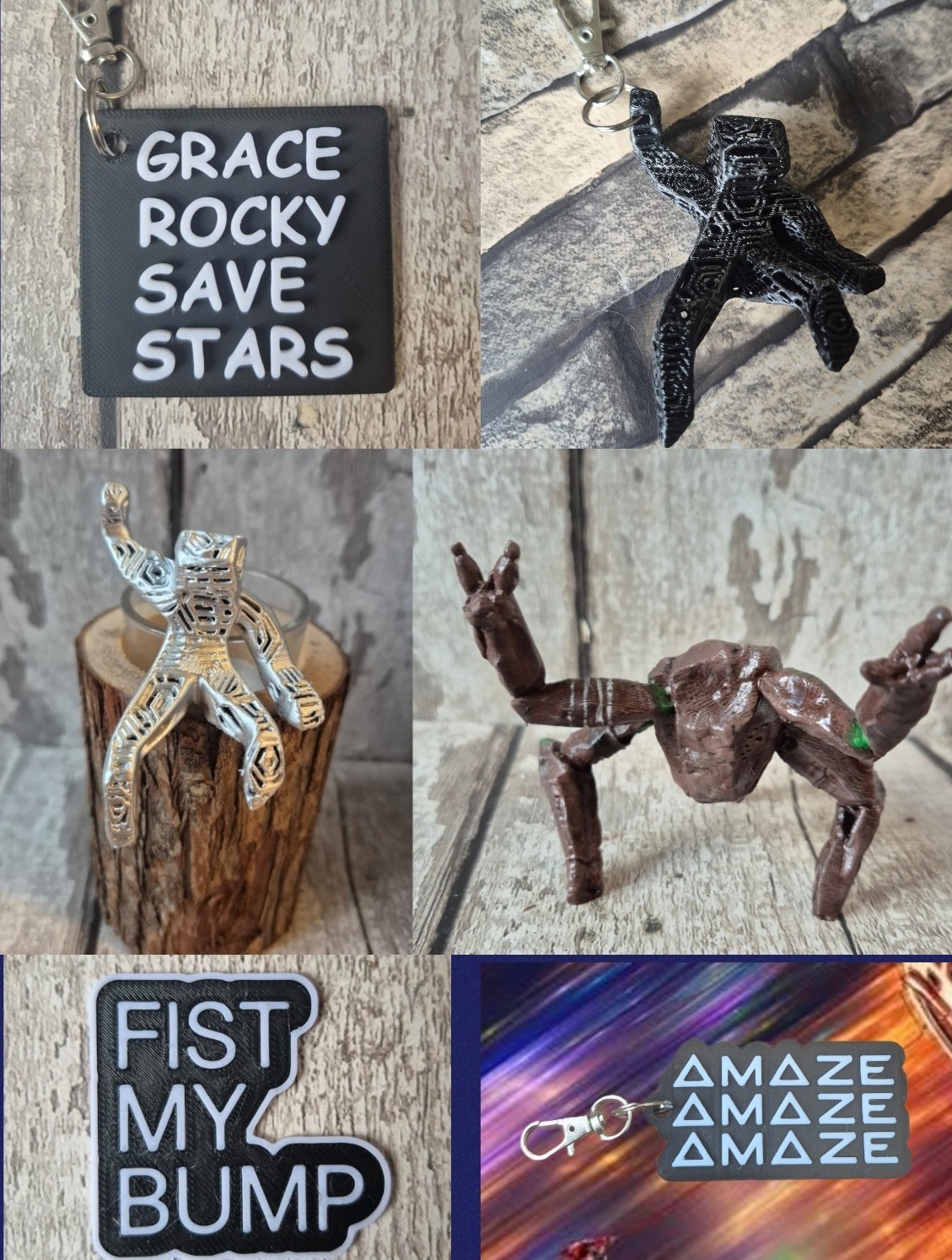 Project Hail Mary Grace  & Rocky figures  magnet keyrings bundle