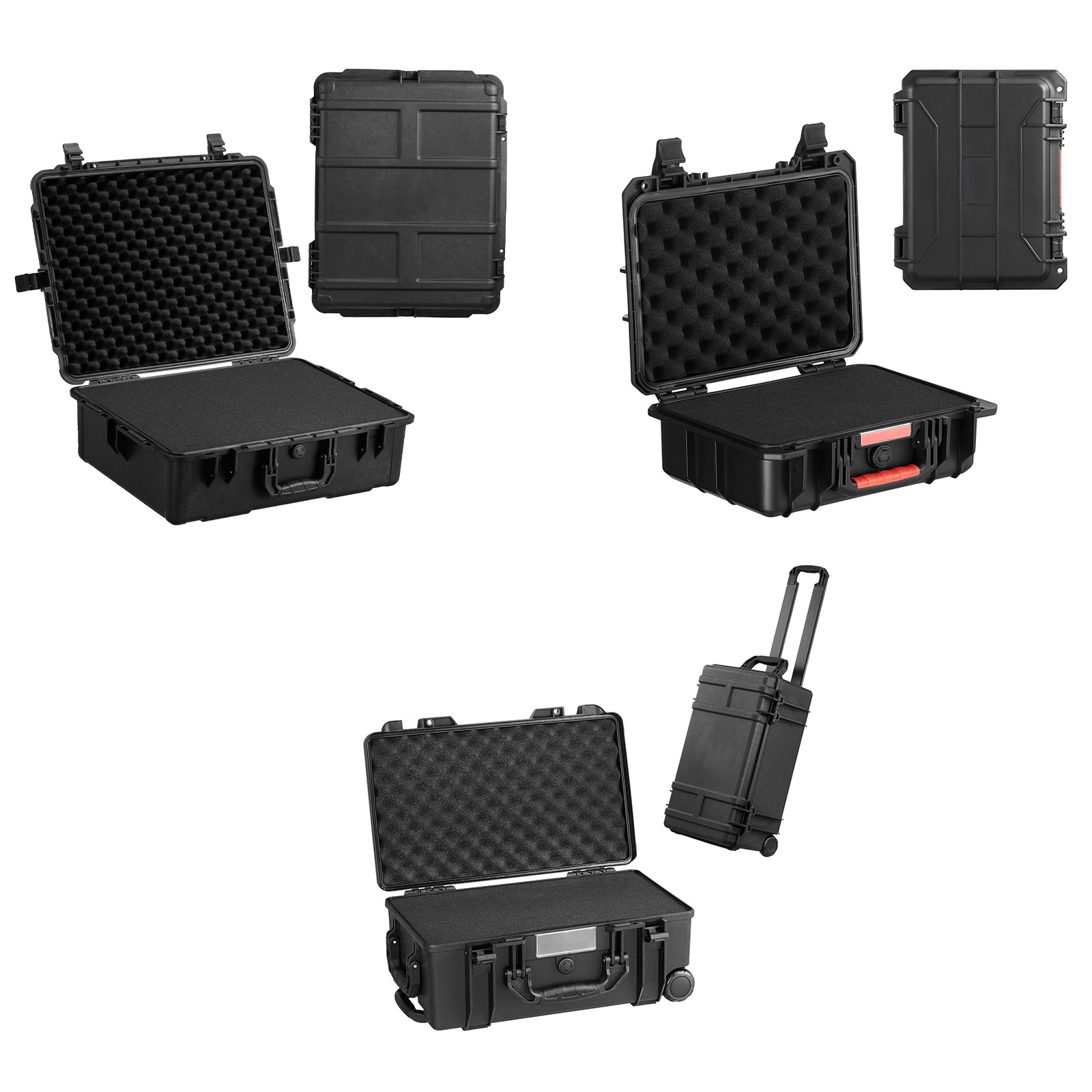Uimoso 0.56/1.58/2.4Cu.ft Weatherproof Hard Case Clips Padlock Holes Foam