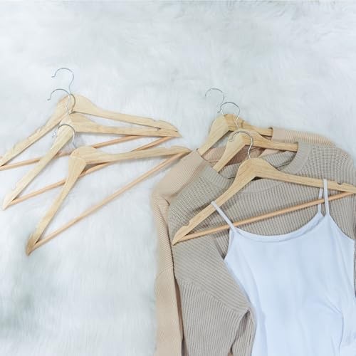 Solid Wooden Hangers Wood Suit Hangers with Extra Smooth 20 Pack Natural
