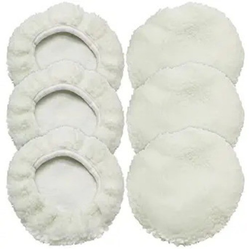 6 PCS Car Polishing Bonnet Buffing Pad Lamb Fleece Buffing Pad Cover for 9" - 10
