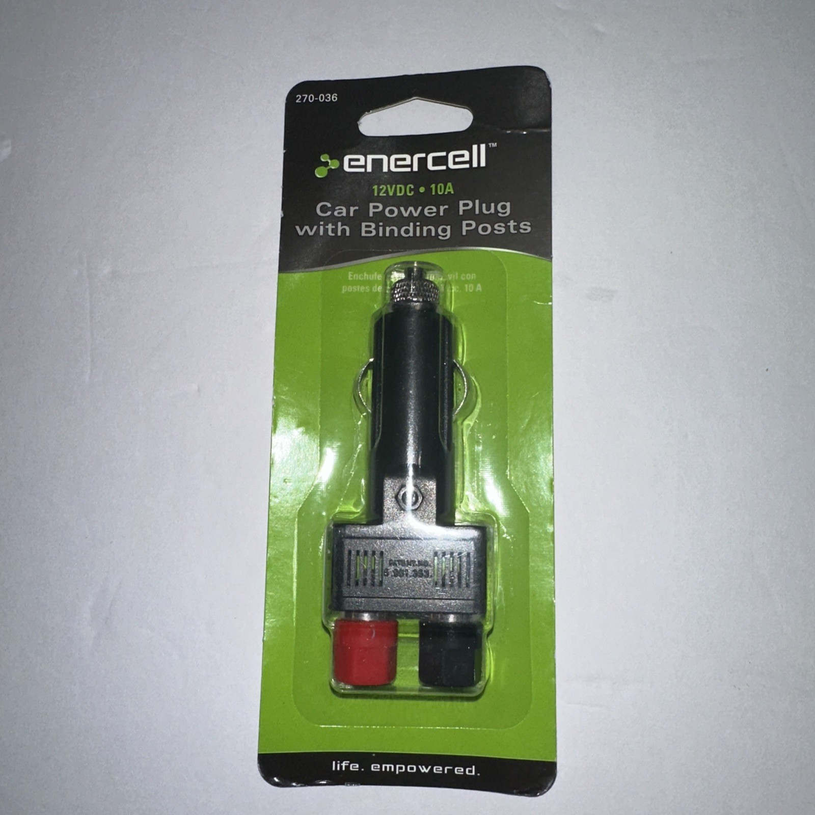 Enercell Cigarette Lighter Plug With Binding Posts 12VDC  10A