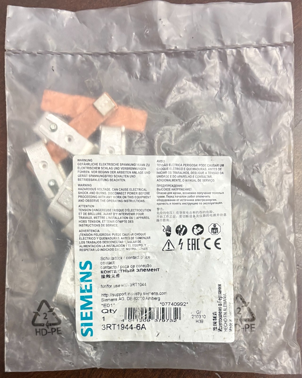 Siemens 3RT1944-6A Replacement Main Contact Kit